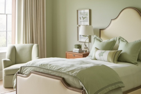 Sage Green and Cream bedroom