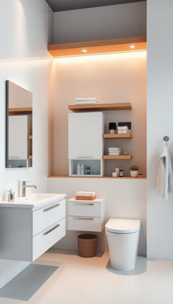 bathroom fixtures and storage
